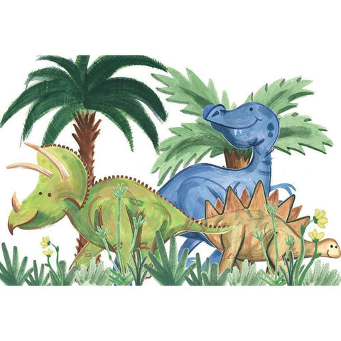 Dino Buddies Collection A Black Modern Wood Framed Art Print with Double Matting by Douglas, Jamie