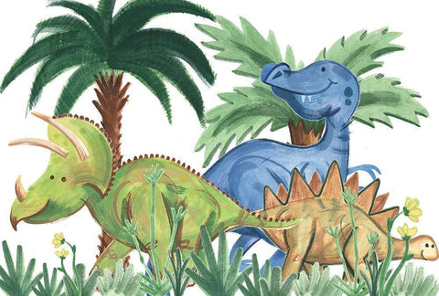 Dino Buddies Collection A Black Ornate Wood Framed Art Print with Double Matting by Douglas, Jamie