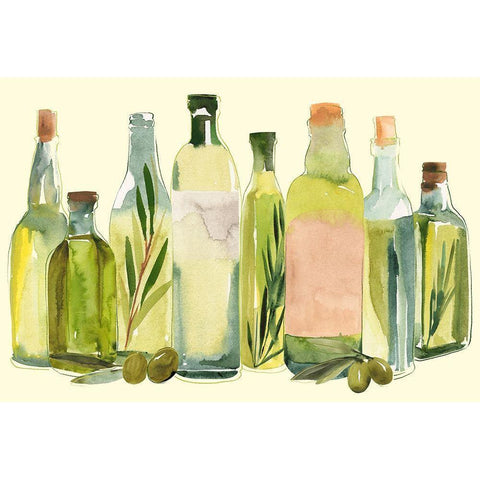 Olive Oil Set Collection A White Modern Wood Framed Art Print by Warren, Annie