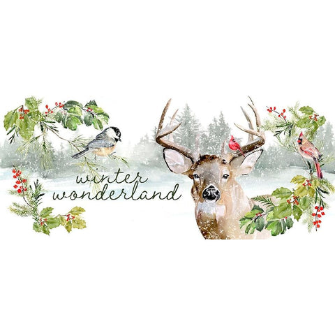 Holiday Deer Collection D White Modern Wood Framed Art Print by Parker, Jennifer Paxton