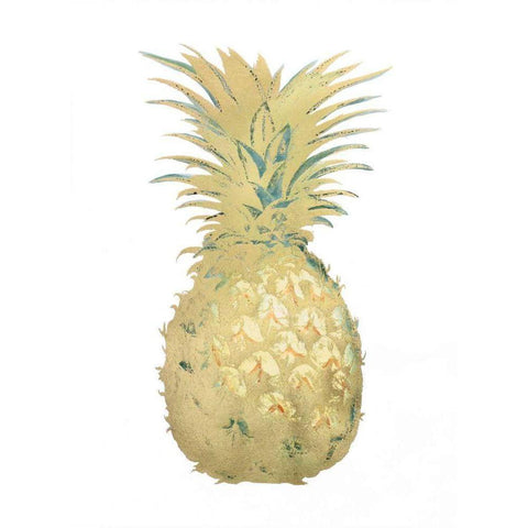 Gold Foil Pineapple I with Hand Color White Modern Wood Framed Art Print by Vision Studio