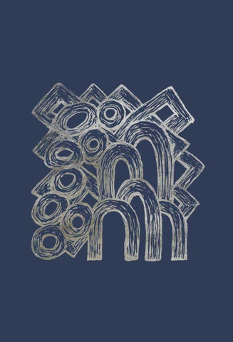 Silver Foil Playground I on Imperial Blue Black Ornate Wood Framed Art Print with Double Matting by Stramel, Renee W.