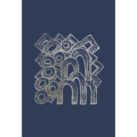 Silver Foil Playground I on Imperial Blue Black Modern Wood Framed Art Print by Stramel, Renee W.