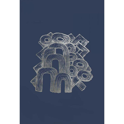 Silver Foil Playground II on Imperial Blue Black Modern Wood Framed Art Print by Stramel, Renee W.