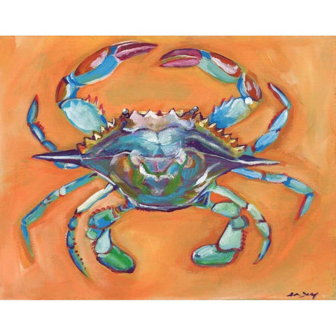 Blue Crab Black Modern Wood Framed Art Print by Seay, Anne