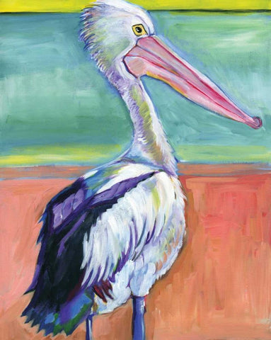 Pelican White Modern Wood Framed Art Print with Double Matting by Seay, Anne