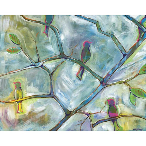 Birds White Modern Wood Framed Art Print by Seay, Anne