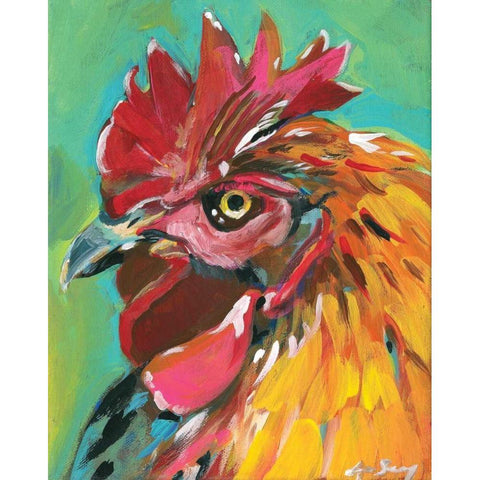 Rooster Black Modern Wood Framed Art Print by Seay, Anne