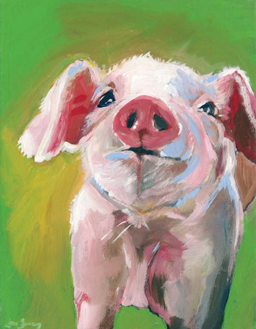 Pig Black Ornate Wood Framed Art Print with Double Matting by Seay, Anne