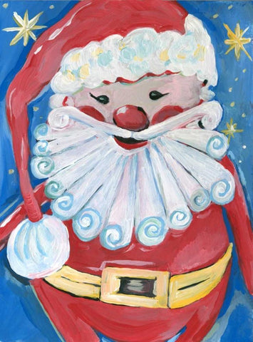 Santa Black Ornate Wood Framed Art Print with Double Matting by Seay, Anne