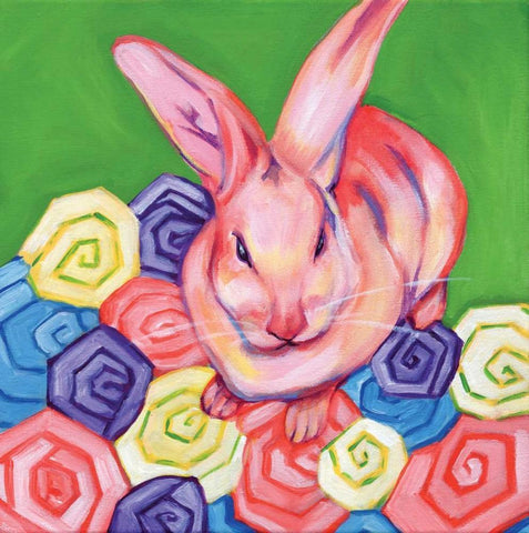 Easter Bunny White Modern Wood Framed Art Print with Double Matting by Seay, Anne