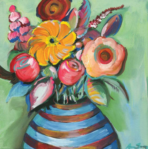 Bouquet White Modern Wood Framed Art Print with Double Matting by Seay, Anne