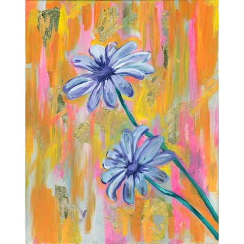 Flowers with Gold White Modern Wood Framed Art Print by Seay, Anne