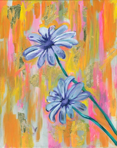 Flowers with Gold Black Ornate Wood Framed Art Print with Double Matting by Seay, Anne