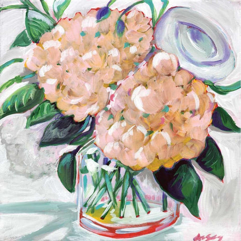 Hydrangeas Gold Ornate Wood Framed Art Print with Double Matting by Seay, Anne