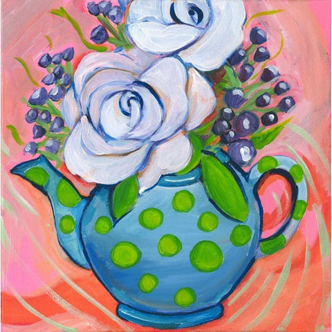 Flower in pot White Modern Wood Framed Art Print by Seay, Anne