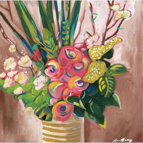 Floral Arrangement Black Modern Wood Framed Art Print with Double Matting by Seay, Anne