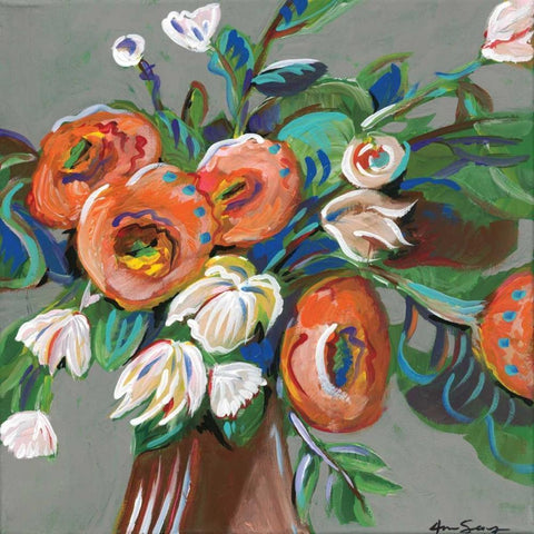 Floral Arrangement II Gold Ornate Wood Framed Art Print with Double Matting by Seay, Anne