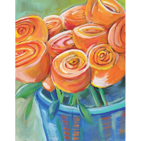 Orange Roses Black Modern Wood Framed Art Print by Seay, Anne