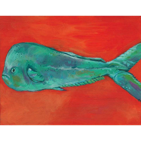 Fish and Orange White Modern Wood Framed Art Print by Seay, Anne