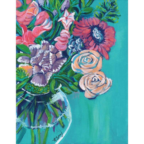 Flower Vase Black Modern Wood Framed Art Print with Double Matting by Seay, Anne