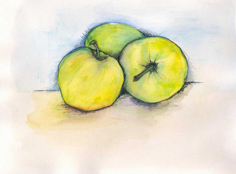 Apples Black Ornate Wood Framed Art Print with Double Matting by Seay, Anne