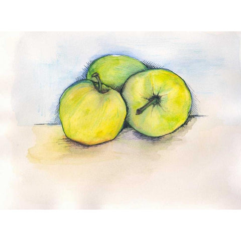 Apples White Modern Wood Framed Art Print by Seay, Anne