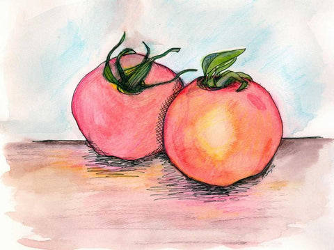 Tomatoes Black Ornate Wood Framed Art Print with Double Matting by Seay, Anne