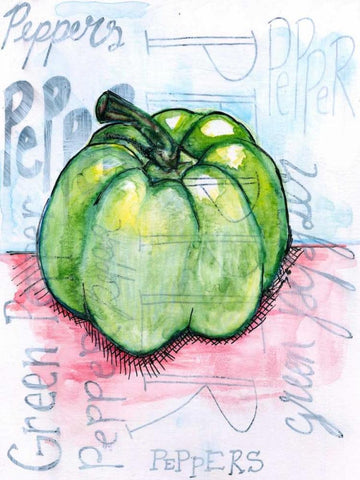 Pepper White Modern Wood Framed Art Print with Double Matting by Seay, Anne