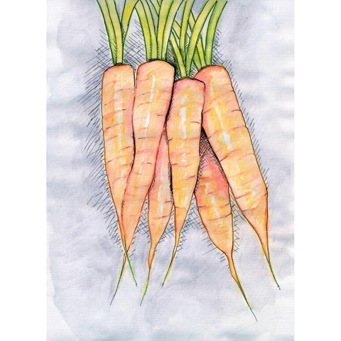 Carrots Gold Ornate Wood Framed Art Print with Double Matting by Seay, Anne