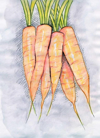 Carrots Black Ornate Wood Framed Art Print with Double Matting by Seay, Anne