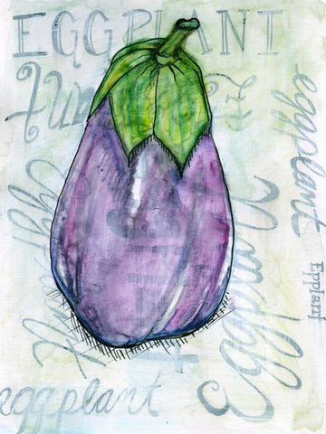 Eggplant Black Ornate Wood Framed Art Print with Double Matting by Seay, Anne