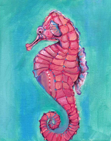 Seahorse Black Ornate Wood Framed Art Print with Double Matting by Seay, Anne