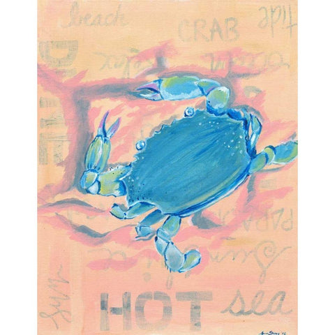 Crab White Modern Wood Framed Art Print by Seay, Anne
