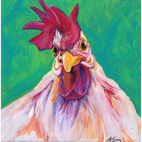 Chicken Black Modern Wood Framed Art Print with Double Matting by Seay, Anne