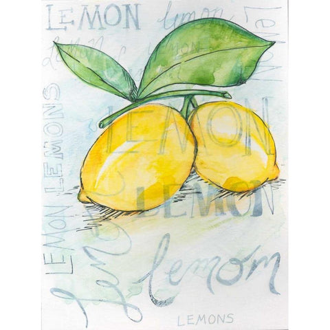 Lemons Black Modern Wood Framed Art Print by Seay, Anne