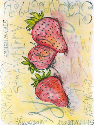 Strawberries White Modern Wood Framed Art Print with Double Matting by Seay, Anne