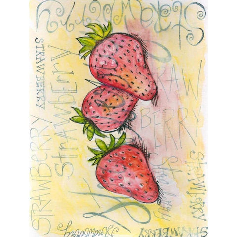 Strawberries Black Modern Wood Framed Art Print by Seay, Anne