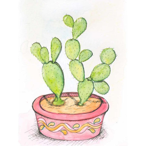 Cactus Gold Ornate Wood Framed Art Print with Double Matting by Seay, Anne