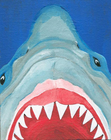 Shark White Modern Wood Framed Art Print with Double Matting by Seay, Anne
