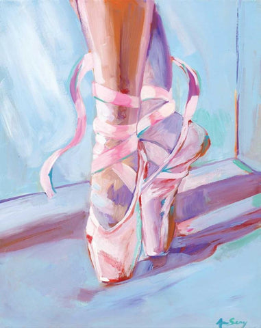 Ballet Shoes White Modern Wood Framed Art Print with Double Matting by Seay, Anne