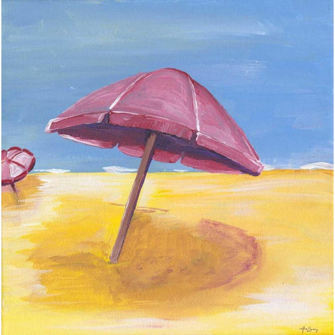 Umbrella Gold Ornate Wood Framed Art Print with Double Matting by Seay, Anne