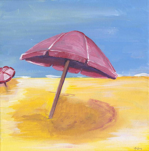 Umbrella White Modern Wood Framed Art Print with Double Matting by Seay, Anne