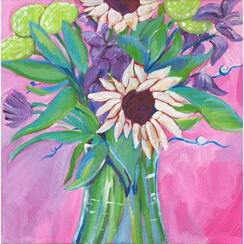 Flowers Black Modern Wood Framed Art Print by Seay, Anne