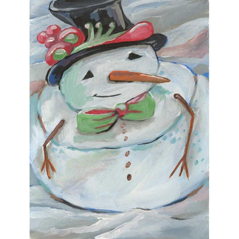 Snowman Black Modern Wood Framed Art Print by Seay, Anne