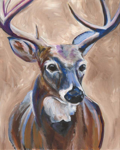 Deer Black Ornate Wood Framed Art Print with Double Matting by Seay, Anne