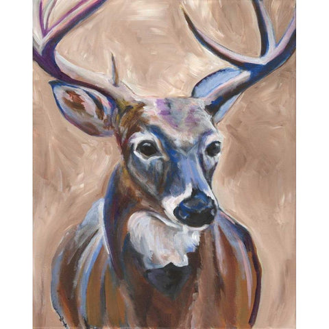 Deer Black Modern Wood Framed Art Print with Double Matting by Seay, Anne