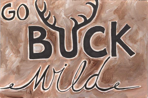 Buck Wild White Modern Wood Framed Art Print with Double Matting by Seay, Anne