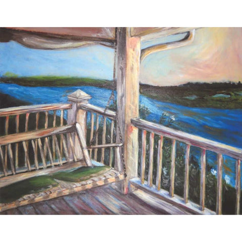 Porch Black Modern Wood Framed Art Print with Double Matting by Seay, Anne