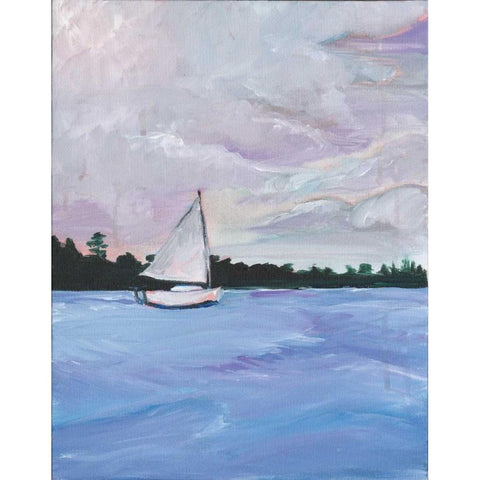 Sailboat Black Modern Wood Framed Art Print with Double Matting by Seay, Anne